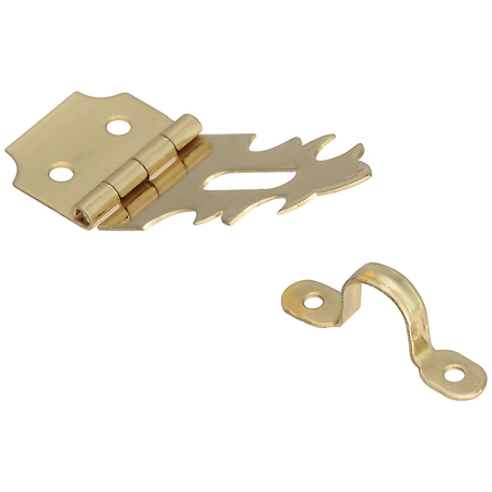 NATIONAL HARDWARE V1824 Series Decorative Hasp, 1-7/8 in L, 5/8 in W, Brass, Solid Brass, 1/8 in Dia Shackle N211-466